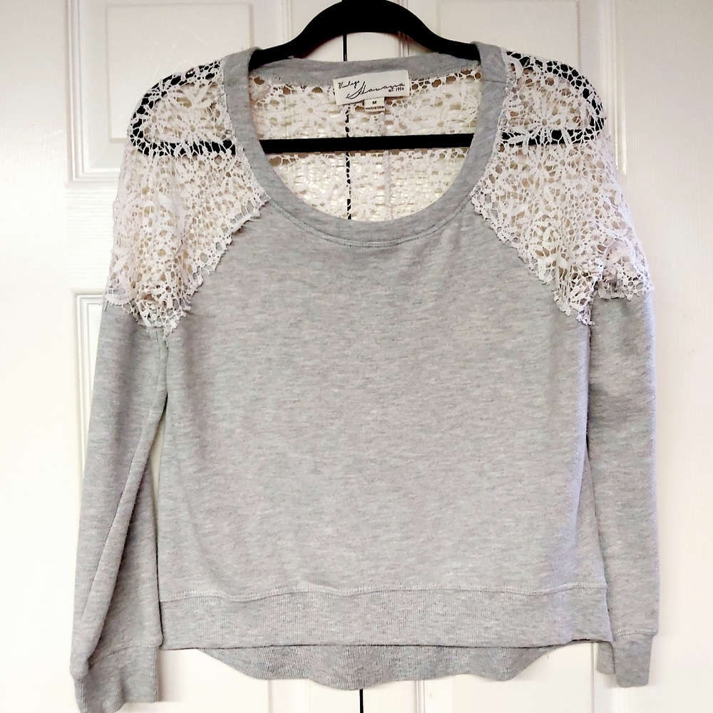 2/$18 Sweatshirt with Crochet Detail